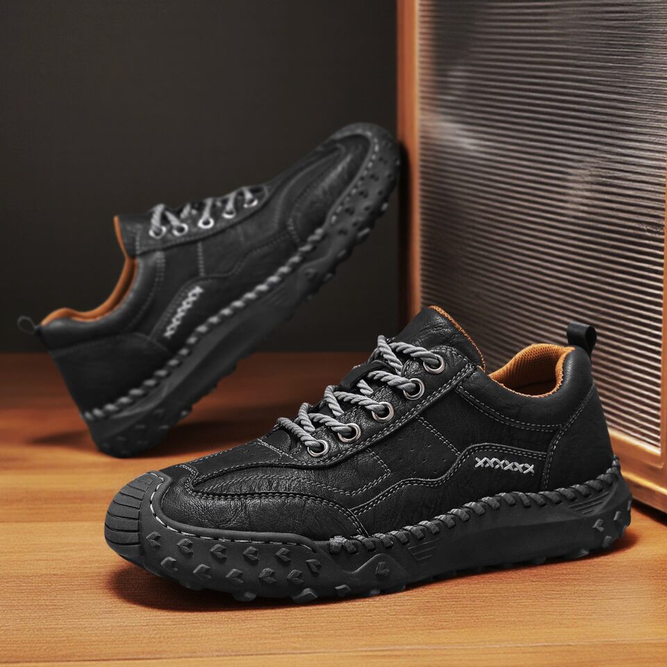 Giày lười nam da đế bằng khâu tay hở, giày slip-on cổ thấp ngoài trời cỡ lớn — 9893 nâu nhạt, 9893 nâu sẫm, 9893 đen