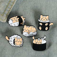 AliExpress Best Selling Brooch Creative Cartoon Cat Pillow Pet Nest Series Painted Alloy Accessories Badge