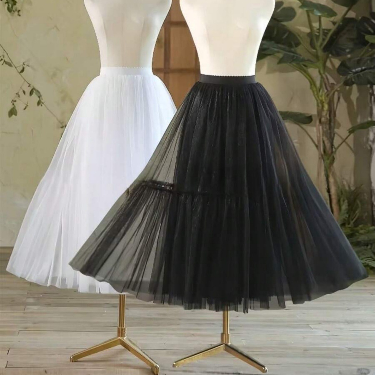 Long, seamless, double-layered soft tulle petticoat, A-line, slightly puffy, suitable for daily wear, Lolita cosplay, extended underskirt, half-skirt, puffy skirt