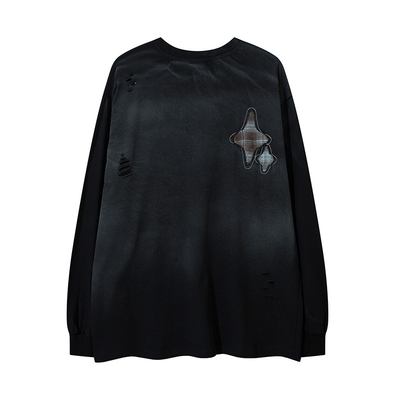 T-shirt ample à col rond pour homme avec motif délavé et ancien_voghion.com