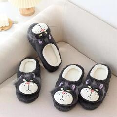 Cartoon cute cat Lucifer autumn and winter warm plush home slippers Lucifer indoor cotton slippers for women