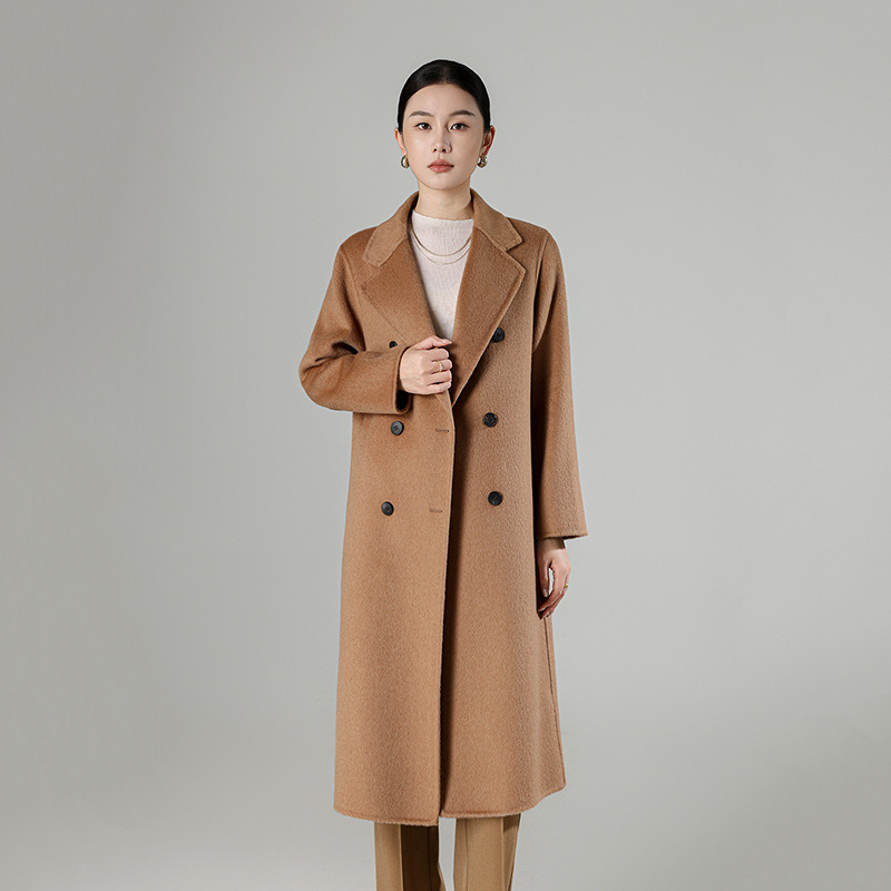 Double-sided wool coat for women, 2026 new winter collection, camel color, 30% camel hair, high-end long woolen coat Double-sided wool coat for women, 2026 new winter collection, camel color, 30% camel hair, high-end long woolen coat