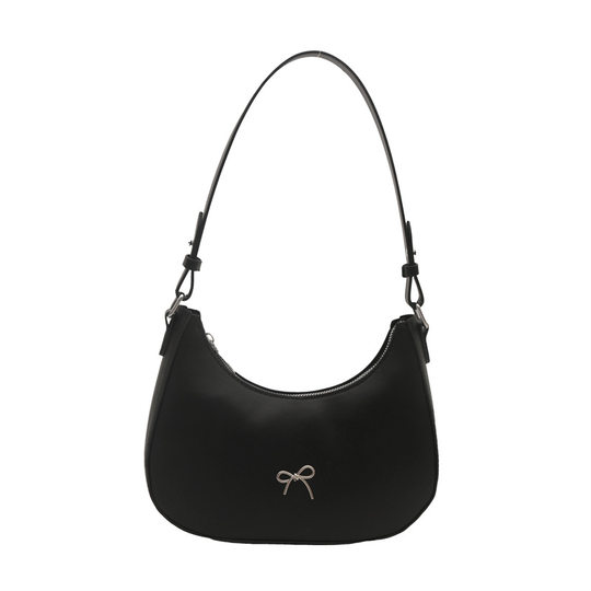 Bow Underarm Bag Women's 2024 New Artistic Minute Style Shoulder Bag TexTURE Commuting Fashionable Crescent Bag Trendy