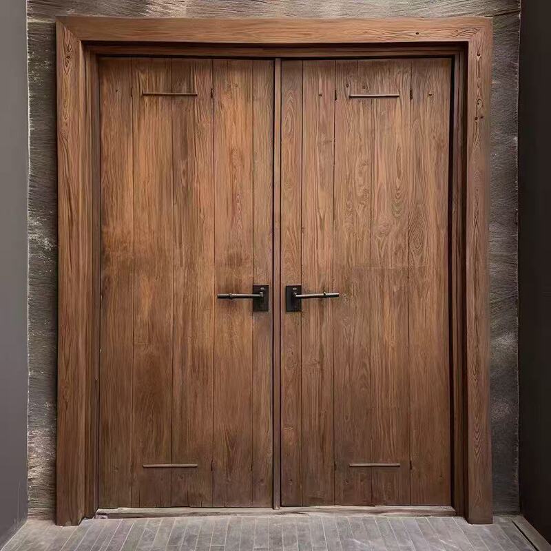 Old Elm Wood Entrance Door, New Chinese-Style Double-Door Courtyard Villa Door, Solid Wood Retro Double-Door for Guesthouses and Inns Old Elm Wood Entrance Door, New Chinese-Style Double-Door Courtyard Villa Door, Solid Wood Retro Double-Door for Guesthouses and Inns