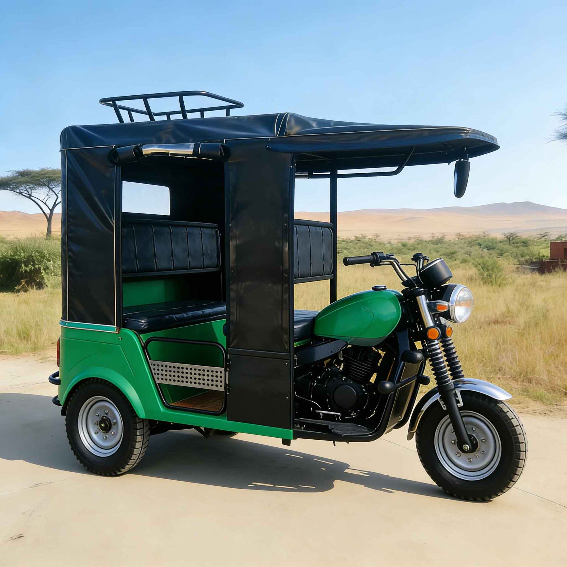 4-person double-seater passenger tricycle, passenger transport tricycle, export-oriented passenger tricycle with canopy, best-selling model