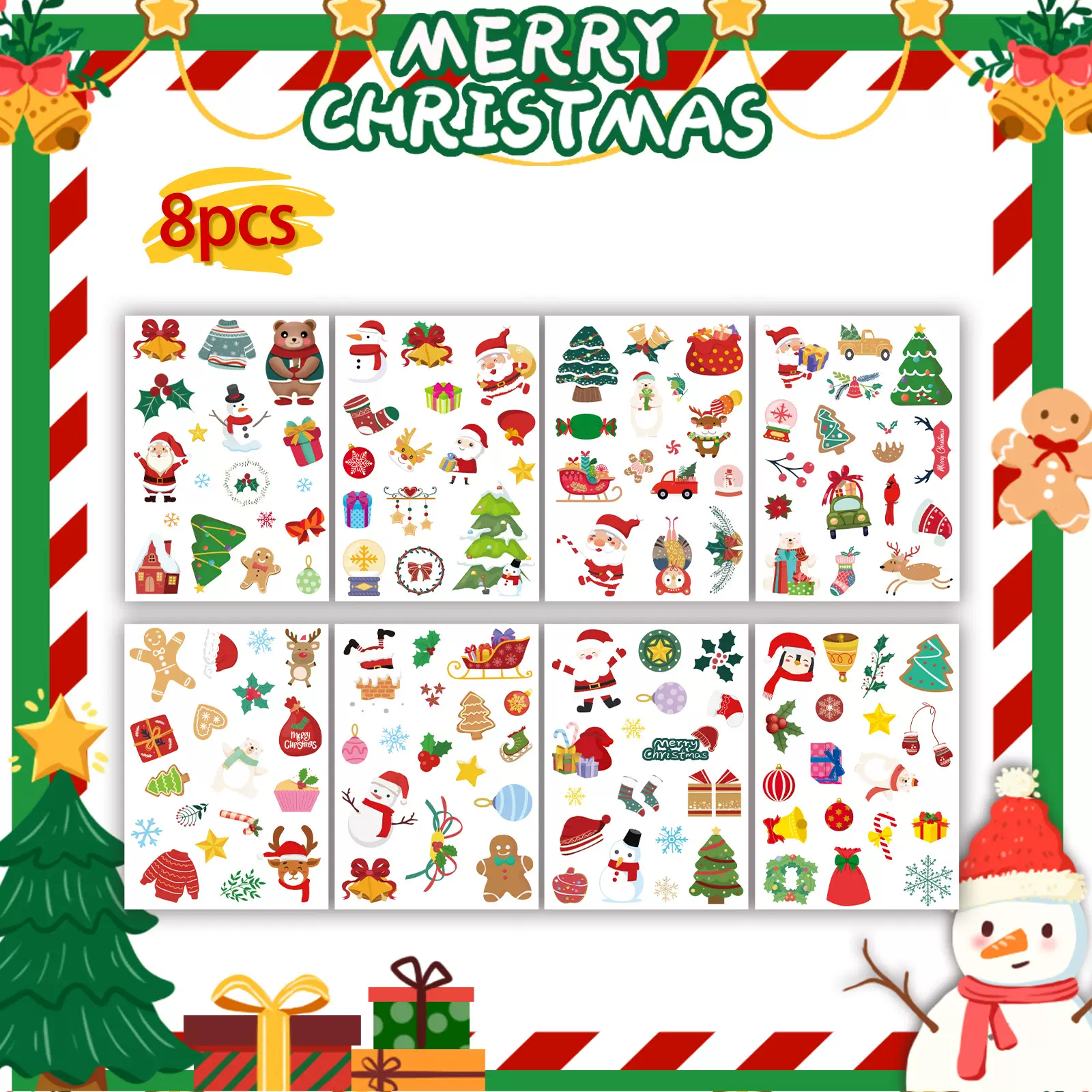 新款圣诞贴纸儿童卡通涂鸦玩具贴纸圣诞节装饰麋鹿圣诞老人