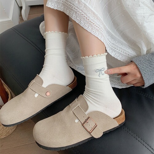 [One piece for sale] Thin summer piled socks for women, breathable sweat-absorbing and deodorant socks, middle tube sports, spring and summer