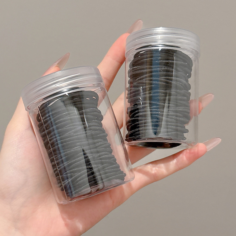 Ligas para Cabello Negras en Frasco con Alta Elasticidad
