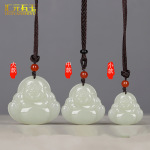 新疆和田玉白玉弥勒佛吊坠羊脂青白玉石玉器观音佛公挂件直播货源