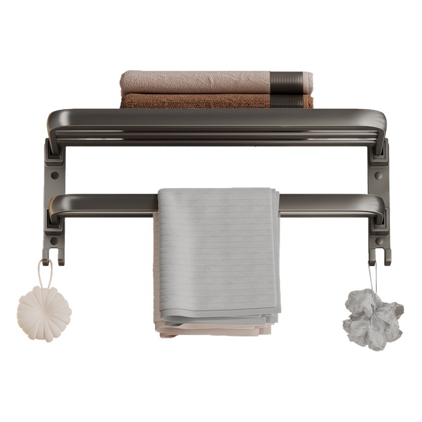 Hole-free gun gray towel rack bathroom space aluminum towel rack bathroom bathroom bathroom hardware pendant suit