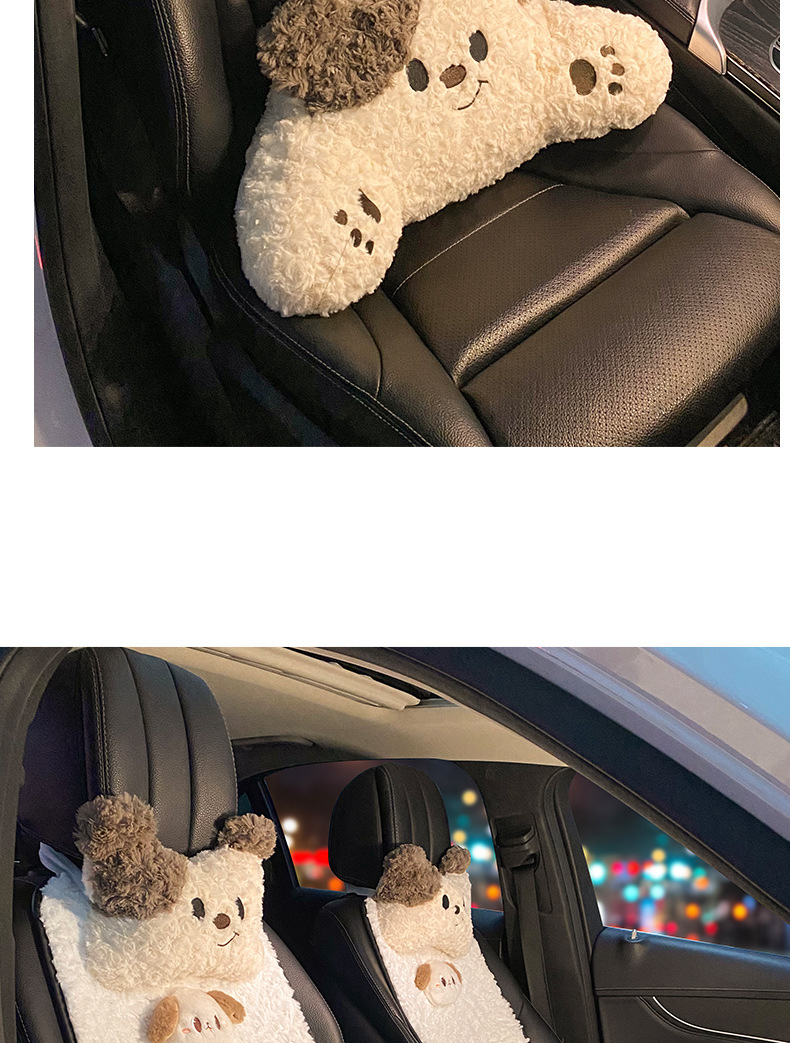 Car headrest neck pillow a pair of female driver pillow cute puppy car pillow car seat waist neck pillow