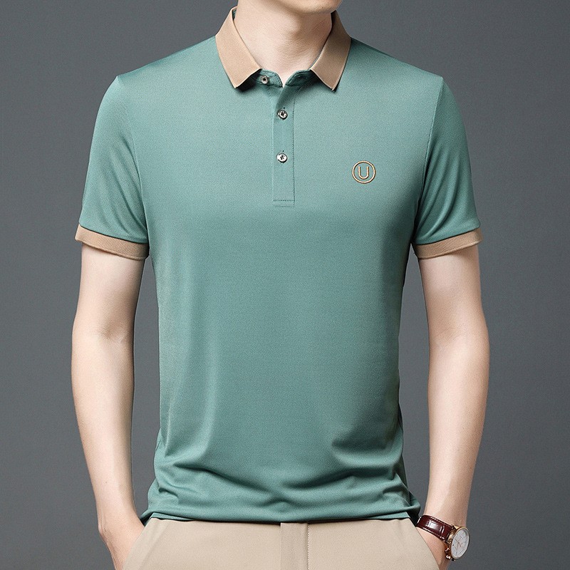 2024 Summer Pure Cotton POLO Shirt, Fashionable Casual High-end Embroidered Turn-down Collar Short Sleeve T-shirt Men's_viptrois.com