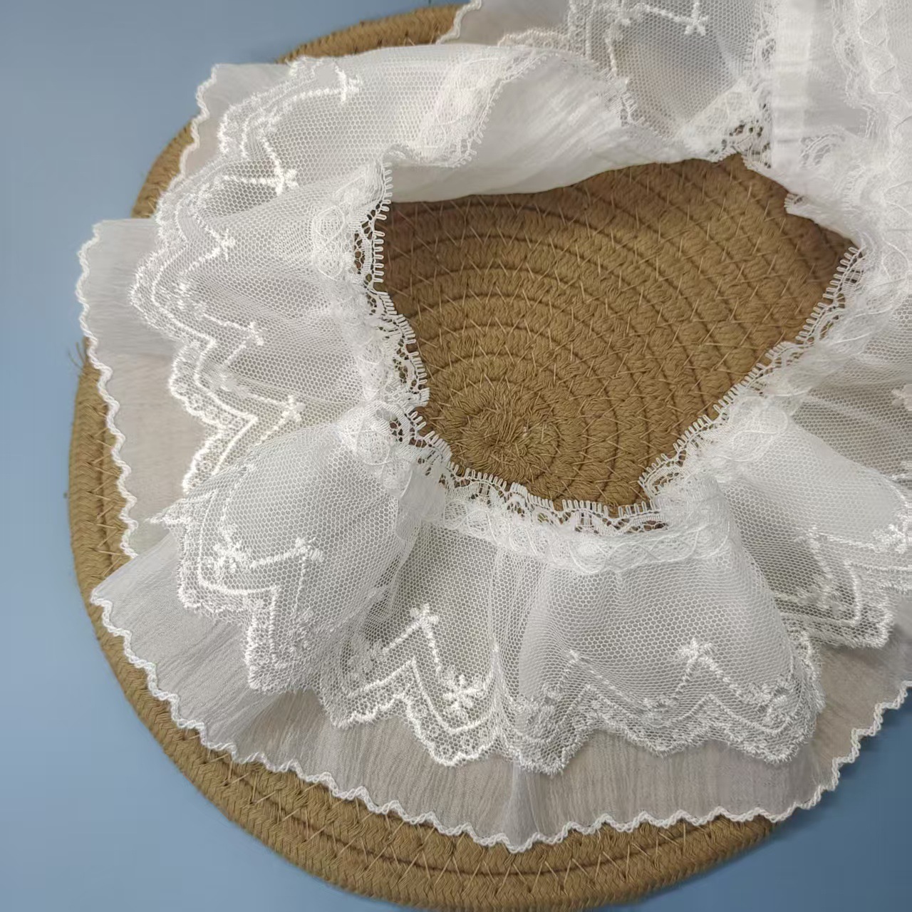 9CM百褶花边褶皱蕾丝现货洛丽塔玩具衣服花边装饰辅料蕾丝打褶