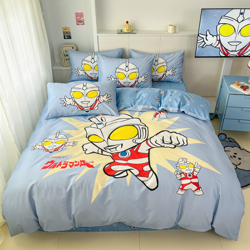 子供用ウルトラマン純綿四点セット男の子綿100% 漫画ベッドカバー三点セット寝具カバー南通|undefined