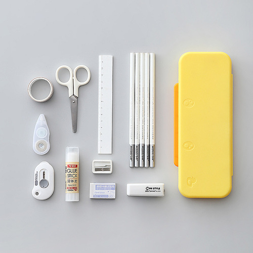 Ins Japanese minimalist cute primary school student large capacity double-layer stationery box multi-functional children's pencil case