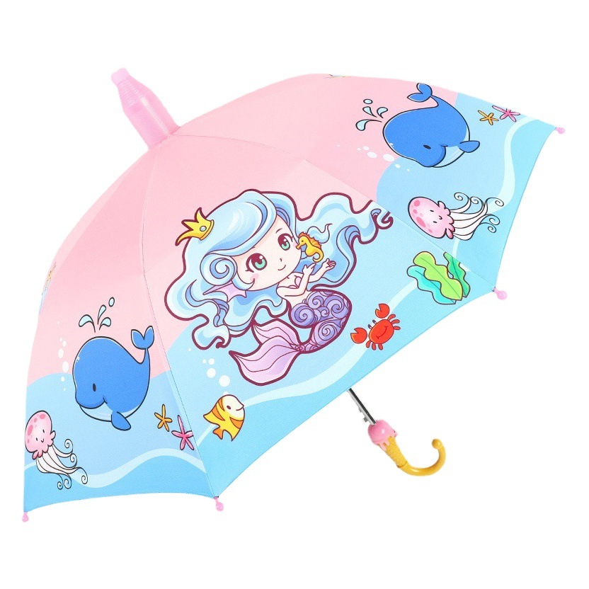 Long-Handled Children's Umbrella Automatic Wholesale Primary School Kindergarten Logo Black Coating Sunshade Children's School-Specific Umbrella