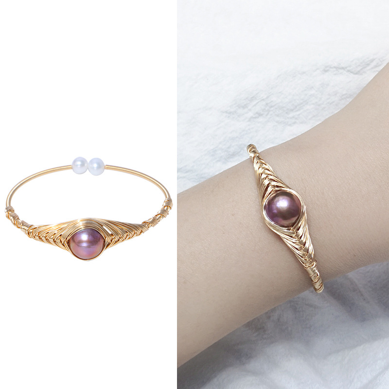 Foreign selling 14K manual Winding Bracelet Simplicity Baroque Special-shaped freshwater Pearl Bracelets wholesale