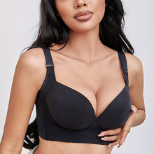 跨境聚拢收副乳无缝杯背心式塑身美背文胸无钢圈无胸垫调整型内衣