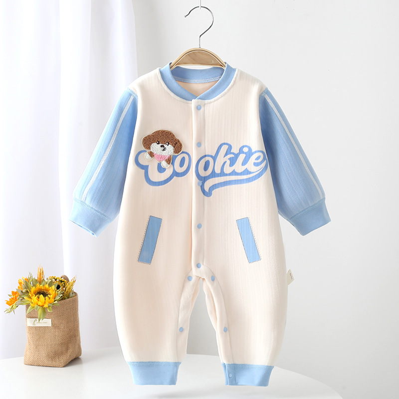 秋冬婴儿连体衣新生儿连身衣宝宝爬服0-2岁加绒无骨哈衣加绒保暖