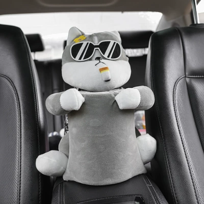 Car tissue box/set — Tissue Box Trash Can Two - ruffian-dog-with-storage-bucket-dual-use-model