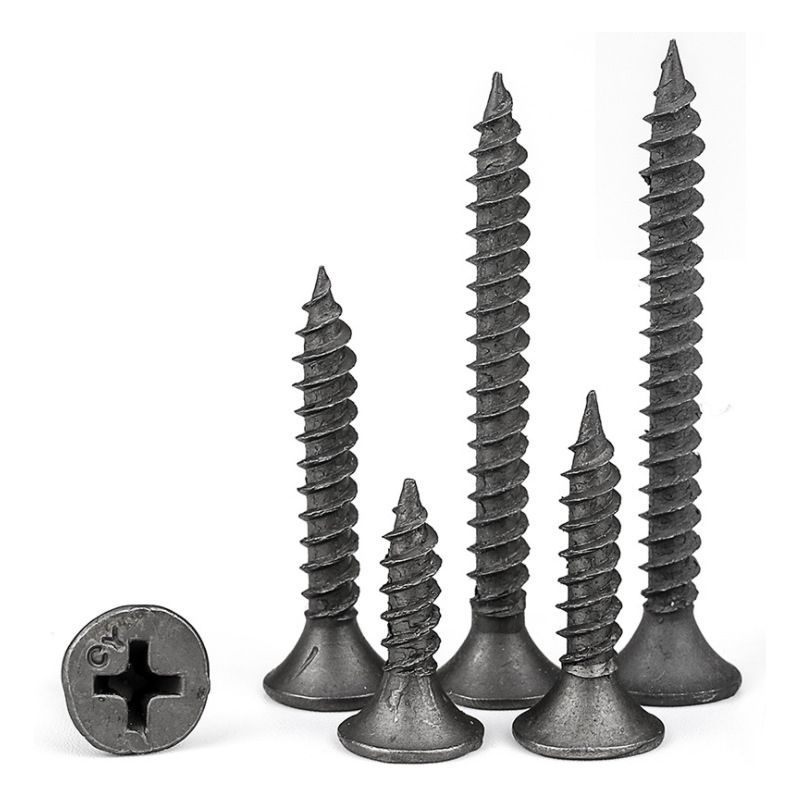 Nacos de pared seca fosfados negros con tornillo de tornillo de pared de cemento de cabeza de contador endurecido, tornillo de tornillo auto-roscado, placa de yeso M3.5 Nacos de pared seca