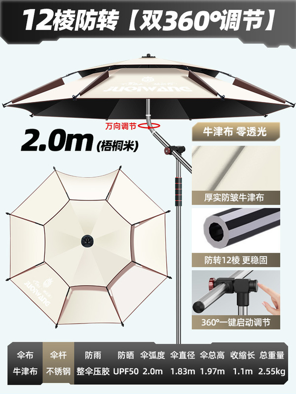 2025新款钓鱼伞户外专用拐杖大钓伞防暴雨加厚防晒防雨垂钓遮阳伞|undefined