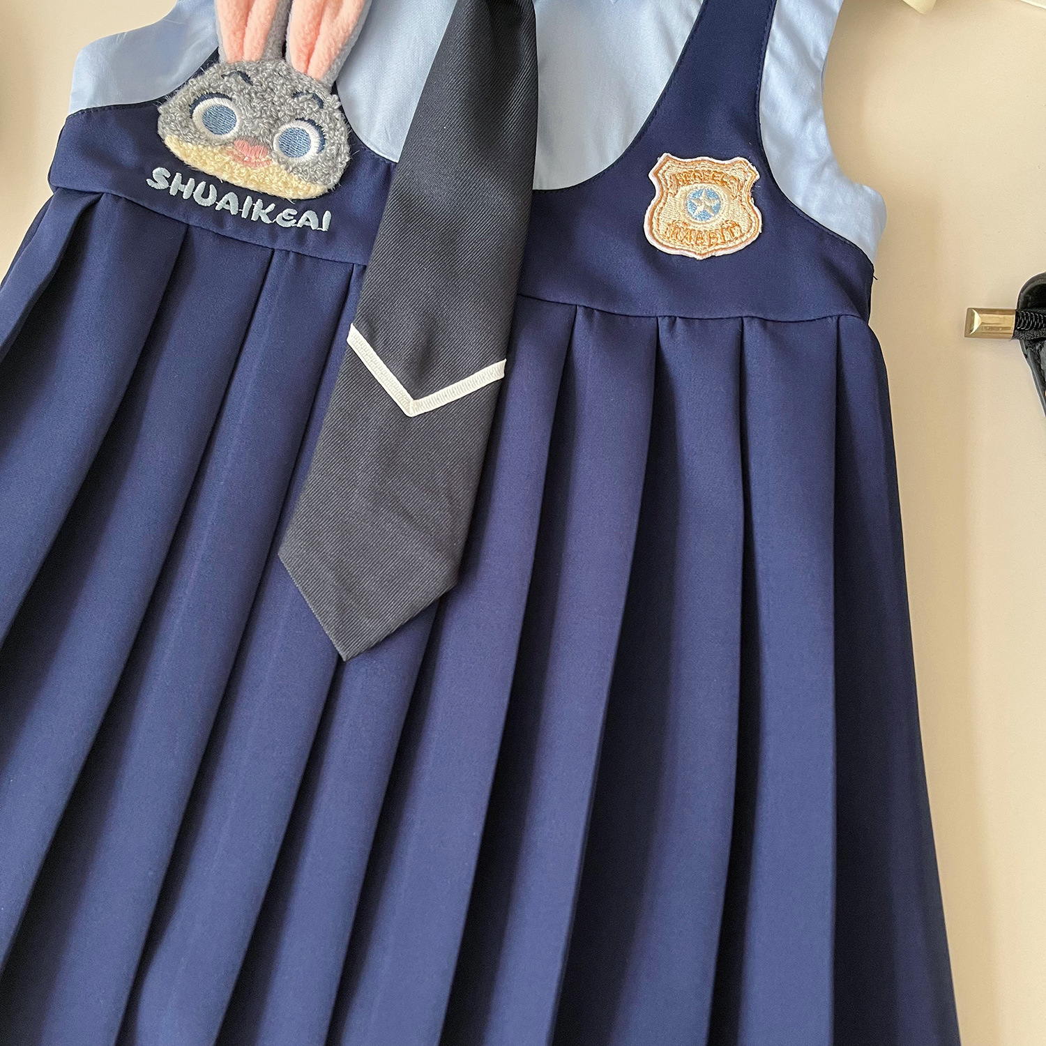 Gonna per bambini senza maniche plissettata in stile scuola coniglietto coreano versione estiva 2024 24376_voghion.com