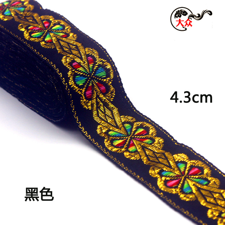 4.3cm banda de cabeza grande minoría jacquard banda accesorios de ropa nacional estilo antiguo chino encaje al por mayor