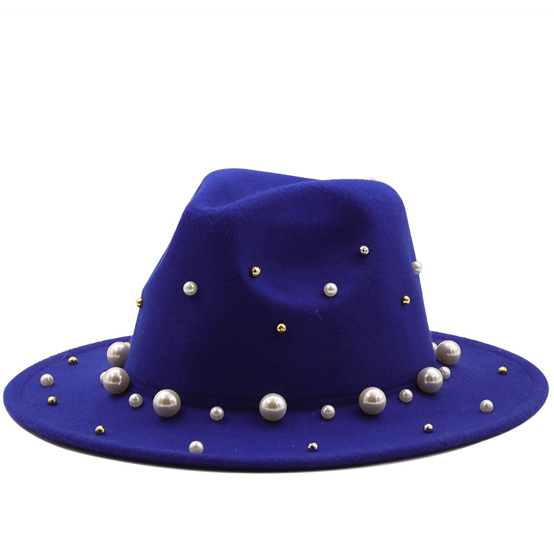 40g Weight Housewarming, Anniversary, Business, Wedding, Birthday, Festival Occasion Solid Color Pattern Unisex Gender Basic Style Royal Blue, White, Red, Camel, Black Color Retro Woolen Jazz Big Brim Top Hat 3