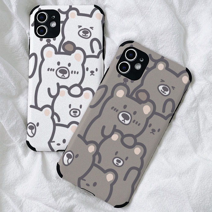 Cute Teddy Bear Phone Case For Iphone With Sheepskin Pattern_voghion.com