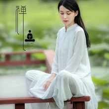 2024春夏禅服女中国风文艺瑜伽服茶服禅舞服新中式棉麻套装女仙气