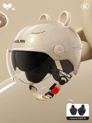 Hair Pressure, 3C Certified, Cute — Motosiklet kaskı (dəbilqə) - 3c-four-seasons-gold-internal-and-external-double-mirrors-heatmax-detachable-ear-protection-one-size-fits-all