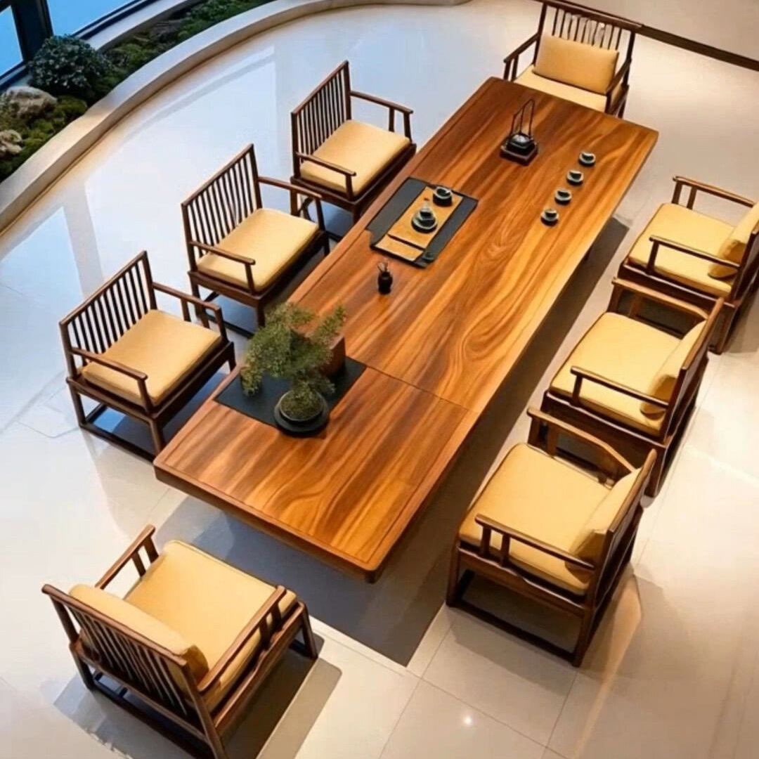 New Chinese-style North American black walnut tea table, 2026 new model, simple design, suitable for home, hotel, office, reception area, and tea room