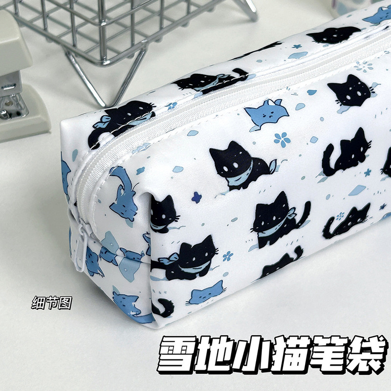 雪の子猫漫画ラウンド鉛筆バッグインかわいい大容量高価値文具学生イン収納メイクアップ卸売|undefined