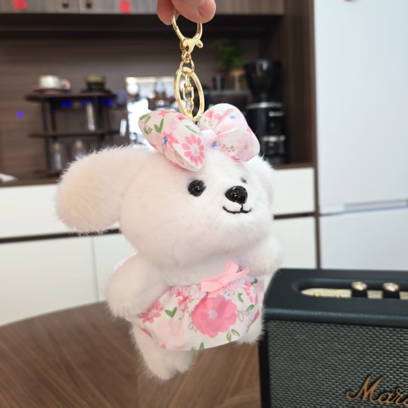 かわいい蝶ネクタイ子犬ペンダントぬいぐるみ人形フラワースカート犬バッグペンダントキーホルダー布人形人形|undefined