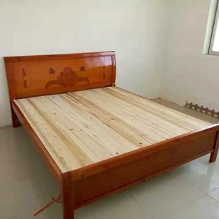 Nanning New Chinese Style Frame Bed Modern Simple and Affordable Rental Apartment 1.5m Solid Wood Single and Double Bed