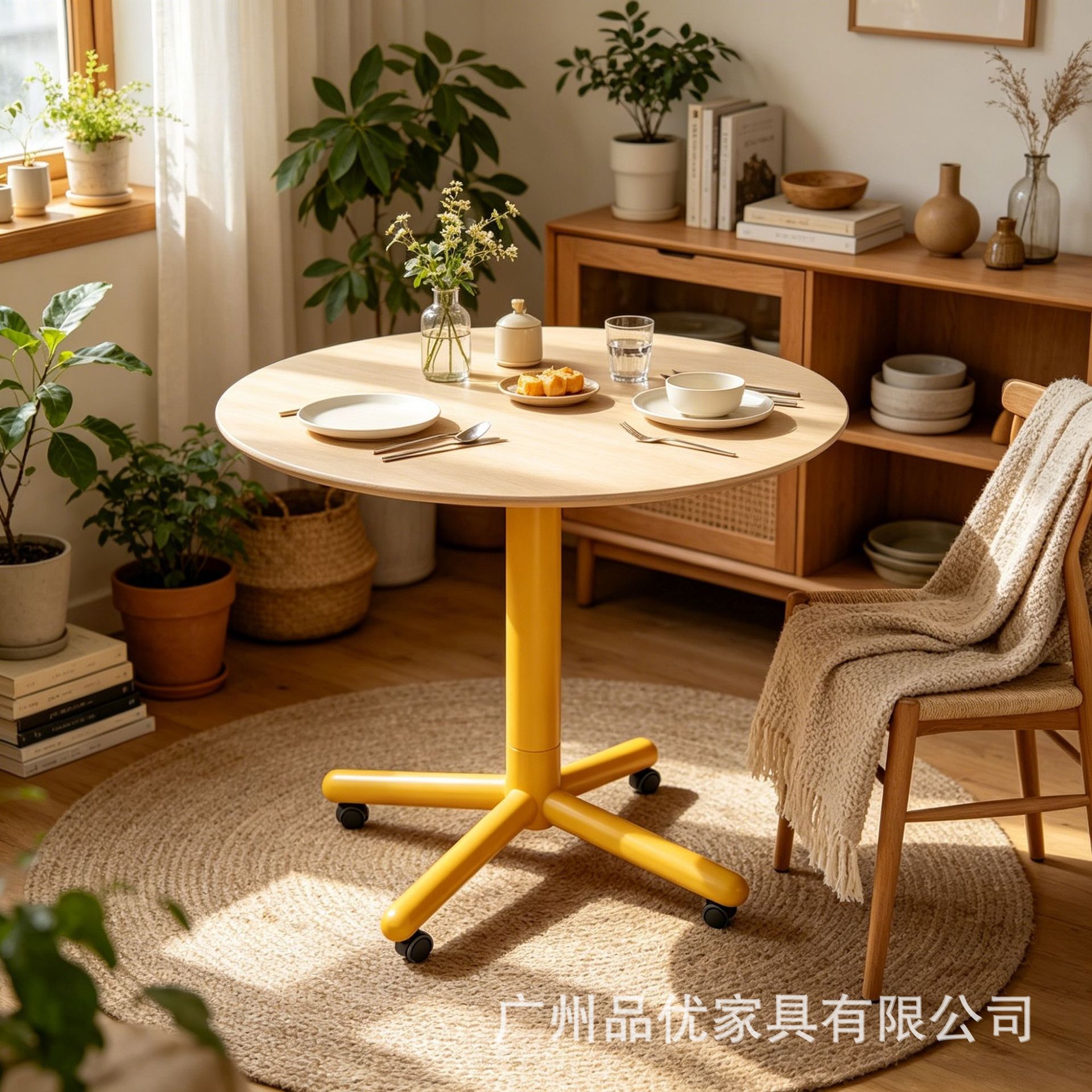 Natural Wood Style Public Area Leisure and Rest Area Meeting Tables and Chairs for Milk Tea, Coffee, and Snack Shops, Marine Board Tables for Commercial Leisure Use