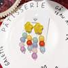 Fresh matte cute cartoon resin with beads, earrings, silver 925 sample