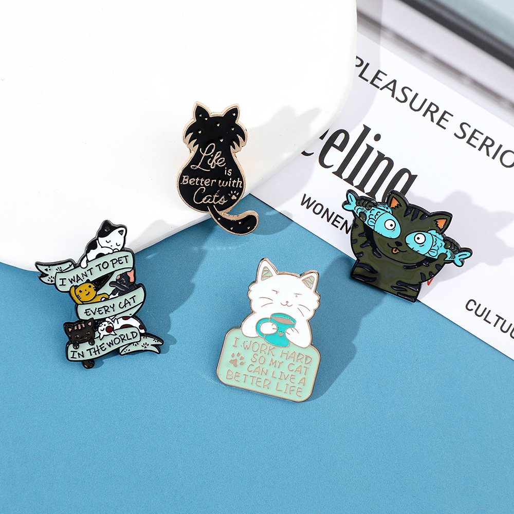 9g Weight Brooches Classification Daily Occasion Alloy Material Letter, Cat, Fish Pattern Unisex Gender Cartoon, Enamel Design Cute Style Cute Pin Letter Cat Fish Alloy Cartoon Enamel Unisex Brooches 29