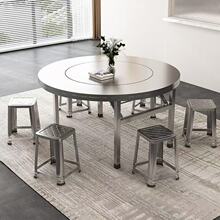 免安装不锈钢折叠桌子 圆桌一体餐桌带转盘家用商用圆桌cj 批发
