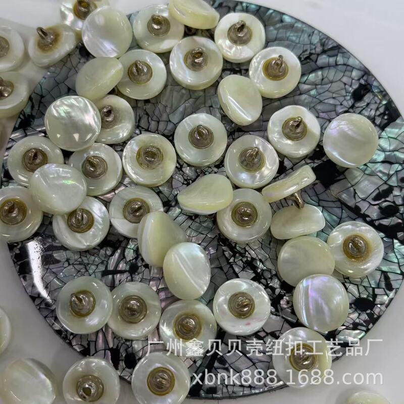 Silver Mushroom Button Cardigan Sweater Shirt Trench Coat Women's Jacket with Textured Shell Buttons Natural