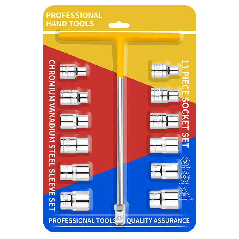 13 piezas de llave de manguito en forma de T para herramientas de reparación de automóviles 1 / 2 manguito hexágono interno combinación de gran vuelo