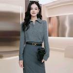 商场同款2025早秋新款简约休闲百搭翻领套头长袖针织衫