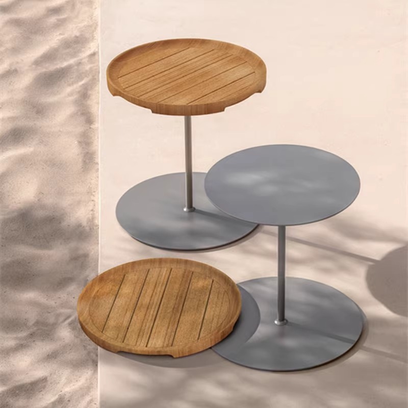 Balcony Outdoor Coffee Table Leisure Rattan Hotel Side Model Room Designer Teak Rock Board Home Coffee Table Combination