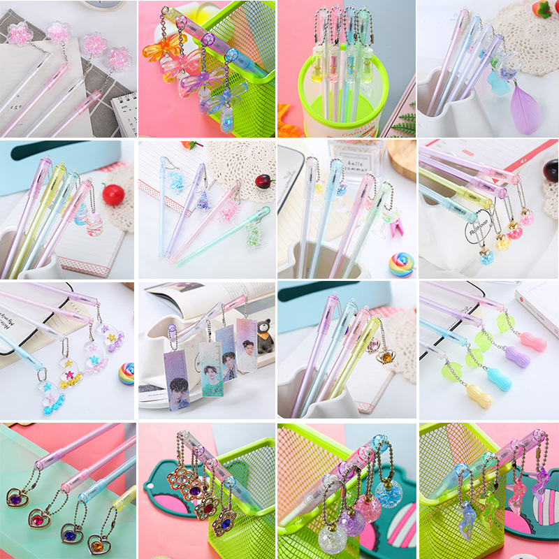 INS chica corazón colgando pluma lindo estudiante papelería colgante pluma de gel pluma de agua de cadena pluma de firma de Oficina Creativa