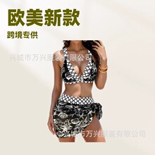 2025年外贸欧美时尚性感分体泳衣女士比基尼印花泳装高弹性速干