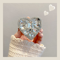 奢華寶石鑲鑽愛心伸縮摺疊扣女便攜手機殼通用背貼懶人桌面支架