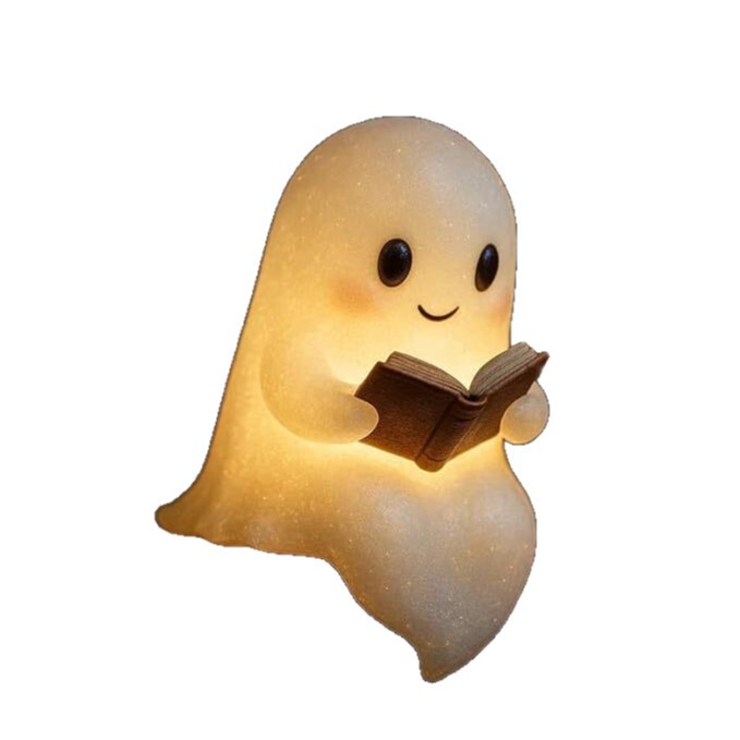 Cute Ghost Reading Book Lamp可爱的幽灵阅读书灯万圣节幽灵夜灯|undefined
