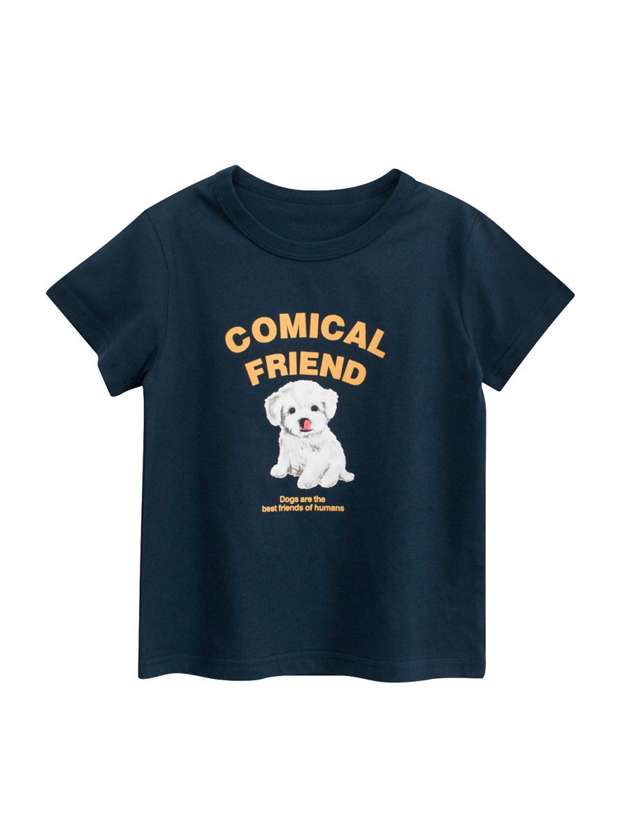 27kids ropa para niños nuevo verano 2025 niños cachorros estampados camiseta de manga corta ropa de bebé para hombres