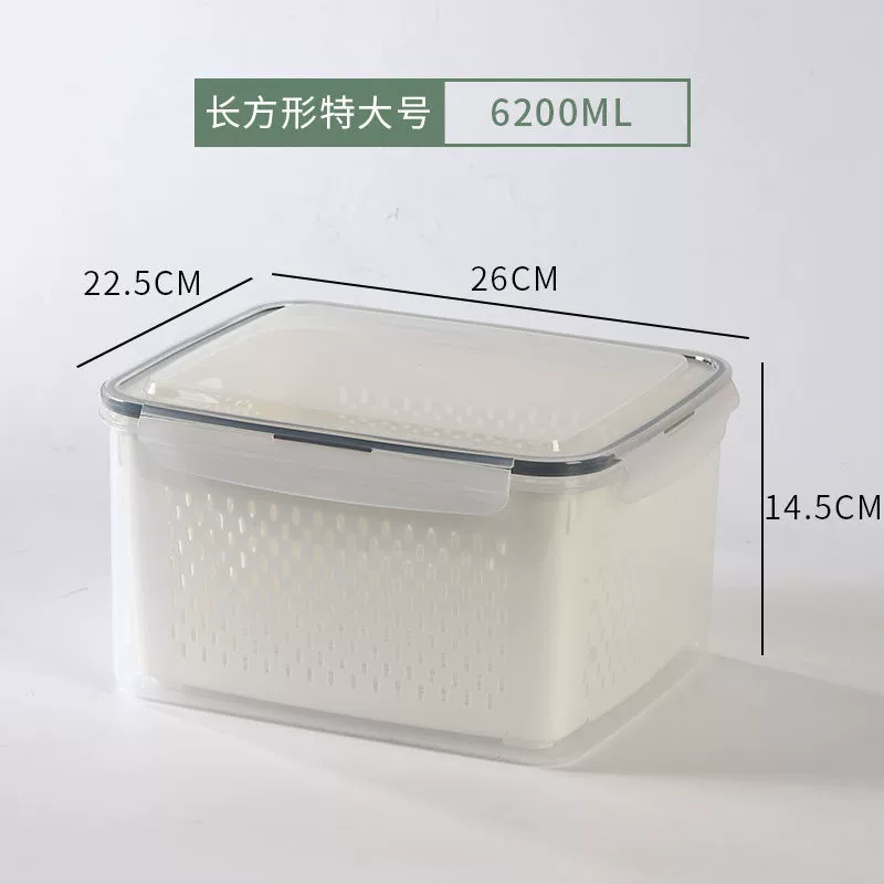 Double‑layer draining food storage box, transparent food‑grade, multiple sizes & sets